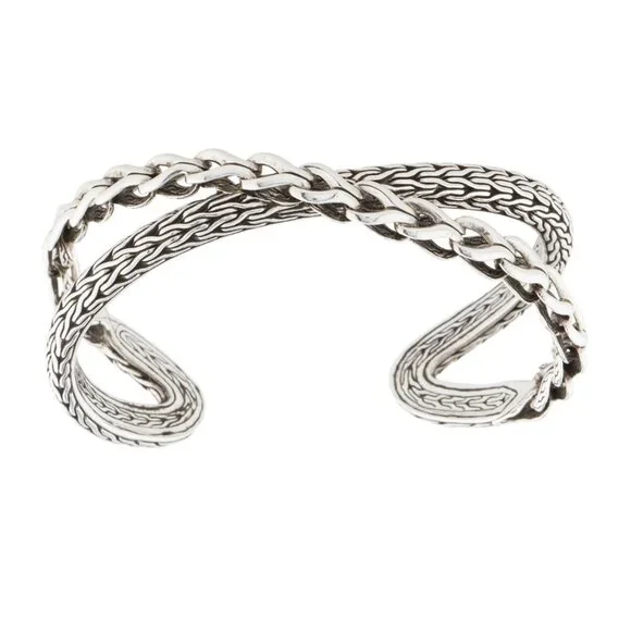 JOHN HARDY STERLING SILVER 925 BRAIDED CUFF BRACELET - Picture 3 of 8